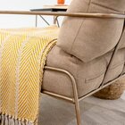 Poltrona Fly Bege Base Metálica Cobre