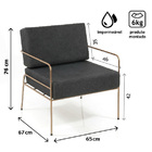 Poltrona Fly Cobre com Preto Base Metal tecido Impermeável