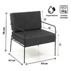 Poltrona Fly Preta Base Metal Tecido Impermeável