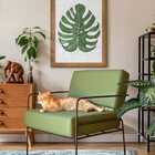 Poltrona Fly Verde Impermeável Base Metal Preta