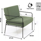 Poltrona Fly Verde Impermeável Base Metal Preta