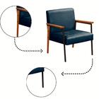 Poltrona Fontana Veludo Azul Base Em Metal Preto E Madeira