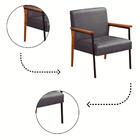 Poltrona Fontana Veludo Cinza Base Em Metal Preto E Madeira