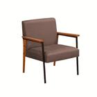 Poltrona Fontana Veludo Marrom Base Em Metal Preto E Madeira