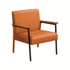 Poltrona Fontana Veludo Terracota Base Em Metal Preto E Madei