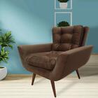 Poltrona Formosa Com Pés Em Madeira - Marrom