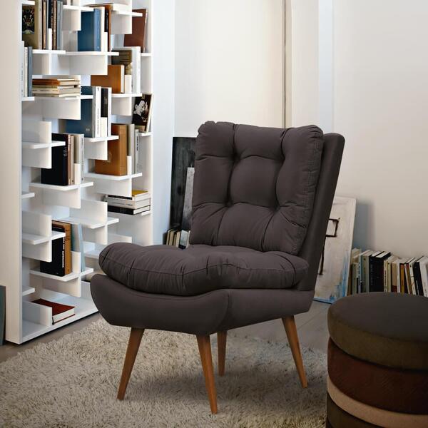 Poltrona Formosa Com Tecido Poliéster - Preto