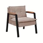 Poltrona Fortaleza Veludo Capuccino Base Em Metal Preto