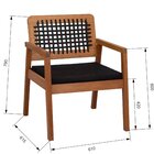 Poltrona Garden Madeira Maciça Assento Estofado Encosto Tranç