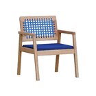 Poltrona Garden Madeira Maciça Assento Estofado Encosto Tranç