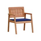 Poltrona Garden Madeira Maciça Assento Estofado Encosto Tranç