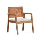 Poltrona Garden Madeira Maciça Assento Estofado Encosto Tranç