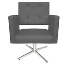 Poltrona Gênesis Base Giratória De Metal Corano Cinza - Amare