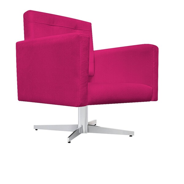 Poltrona Gênesis Base Giratória De Metal Suede Pink - Amarena