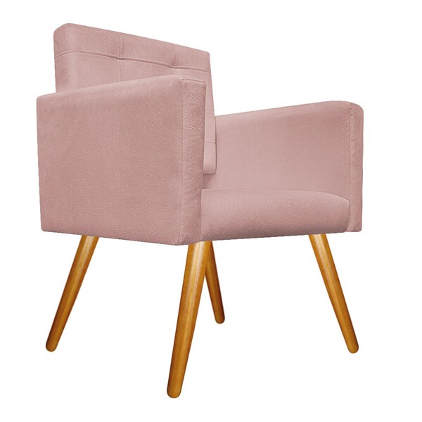 Poltrona Gênesis Pés Palito Mel Suede Rosê - Amarena Móveis