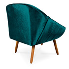 Poltrona Giovana Acetinado Azul Pés Palito Castanho - D'rossi