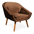Poltrona Giovana Acetinado Marrom Pés Palito Castanho - D'ros