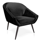 Poltrona Giovana Acetinado Preto Pés Palito De Ferro - D'rossi