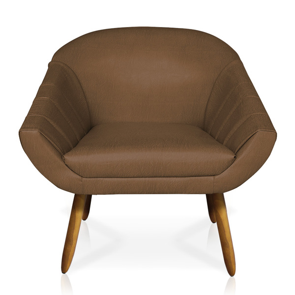 Poltrona Giovana Corano Vintage Camel Marrom Pés Palito Casta
