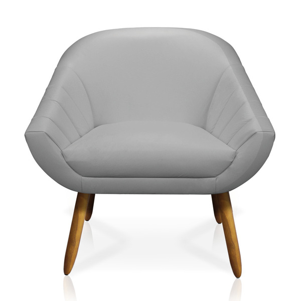 Poltrona Giovana Corino Pés Palito Castanho - D'rossi - Cinza