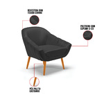 Poltrona Giovana Corino Preto Pés Palito Castanho D03 - D'ros