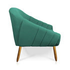 Poltrona Giovana Linho Azul Pavão A115 Pés Palito Castanho -