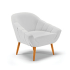 Poltrona Giovana Linho Cinza A05 Pés Palito Castanho D03 - D'