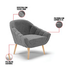 Poltrona Giovana Linho Grafite A26 Pés Palito Natural D03 - D