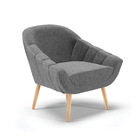 Poltrona Giovana Linho Grafite A26 Pés Palito Natural - D'ros