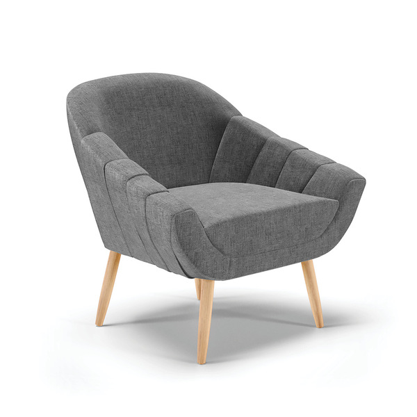 Poltrona Giovana Linho Grafite A26 Pés Palito Natural - D'ros