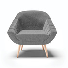 Poltrona Giovana Linho Grafite A26 Pés Palito Natural - D'ros