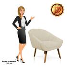 Poltrona Giovana Linho Pés Palito Castanho A19 Grosso Bege