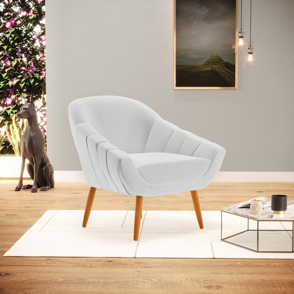 Poltrona Giovana Linho Pés Palito Castanho D03 - D'rossi - A0