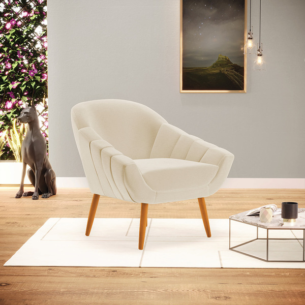 Poltrona Giovana Linho Pés Palito Castanho D03 - D'rossi - A2