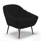 Poltrona Giovana Linho Preto A79 Pés Palito De Ferro D03 - D'