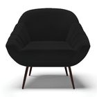 Poltrona Giovana Linho Preto A79 Pés Palito De Ferro D03 - D'