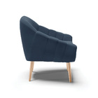 Poltrona Giovana Suede Azul Marinho Pés Palito Natural D03 -