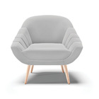 Poltrona Giovana Suede Cinza Pés Palito Natural D03 - D'rossi