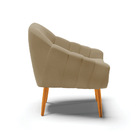 Poltrona Giovana Suede Marrom Rato Pés Palito Castanho D03 -