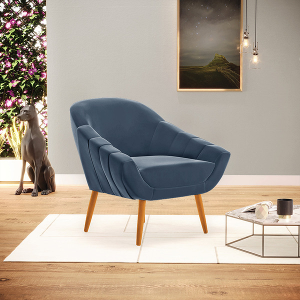 Poltrona Giovana Suede Pés Palito Castanho D03 - D'rossi - Az