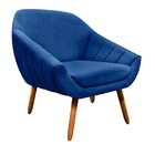 Poltrona Giovana Suede Pés Palito Castanho - D'rossi - Azul R