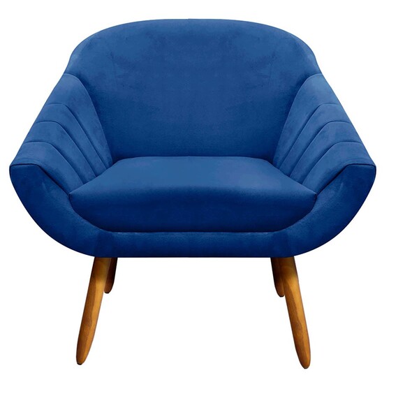 Poltrona Giovana Suede Pés Palito Castanho - D'rossi - Azul R