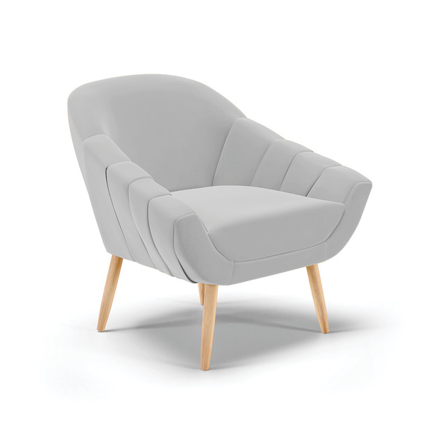 Poltrona Giovana Suede Pés Palito Natural - D'rossi - Cinza