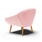 Poltrona Giovana Suede Rosa Bebê Pés Palito Castanho D03 - D'