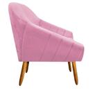 Poltrona Giovana Suede Rosa Bebê Pés Palito Castanho D´rossi