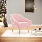 Poltrona Giovana Suede Rosa Bebê Pés Palito Natural D03 - D'r