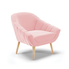 Poltrona Giovana Suede Rosa Bebê Pés Palito Natural D03 - D'r