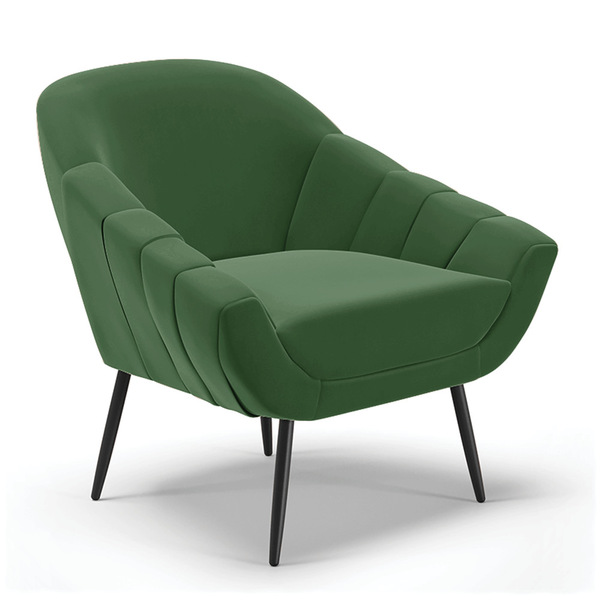 Poltrona Giovana Suede Verde Pés Palito De Ferro D03 - D'rossi