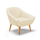 Poltrona Giovana Veludo Luxo Off White A129 Pés Palito Castan