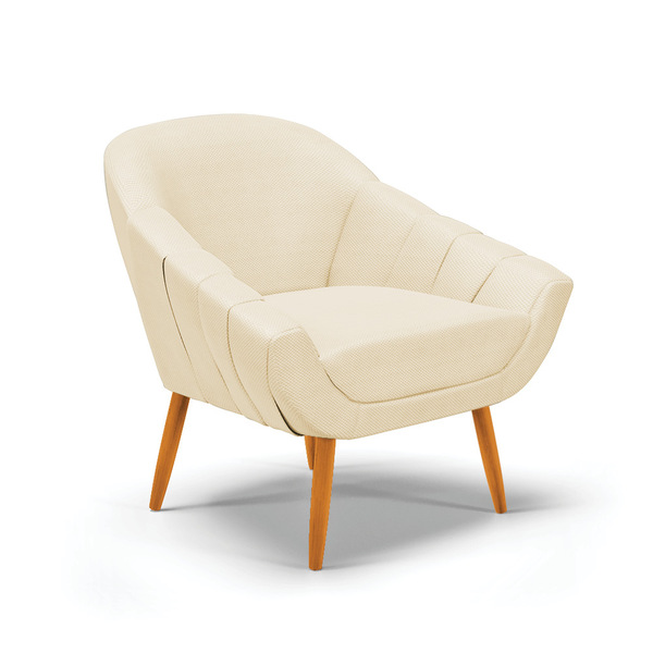 Poltrona Giovana Veludo Luxo Pés Palito Castanho - Indo Decor